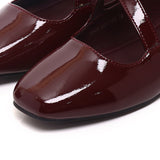 Jillian Crossed Patent Ballerina & Flats (Maroon)