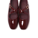 Jillian Crossed Patent Ballerina & Flats (Maroon)