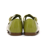 Jillian Crossed Patent Ballerina & Flats (Olive)