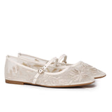Suki Embroidered Mesh Ballerina (Beige)
