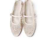 Suki Embroidered Mesh Ballerina (Beige)