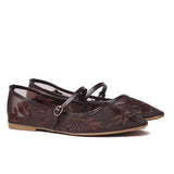 Suki Embroidered Mesh Ballerina (Brown)