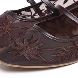 Suki Embroidered Mesh Ballerina (Brown)