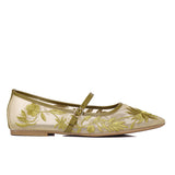 Suki Embroidered Mesh Ballerina (Olive)