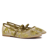 Suki Embroidered Mesh Ballerina (Olive)