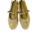 Suki Embroidered Mesh Ballerina (Olive)