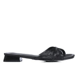 Naomi Glittered Slip Ons Sandals (Black)