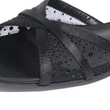 Naomi Glittered Slip Ons Sandals (Black)