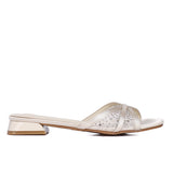 Naomi Glittered Slip Ons Sandals (Beige)