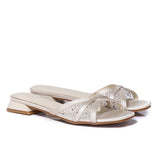 Naomi Glittered Slip Ons Sandals (Beige)