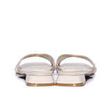 Naomi Glittered Slip Ons Sandals (Beige)