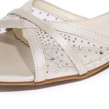 Naomi Glittered Slip Ons Sandals (Beige)