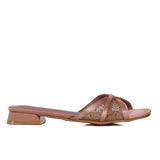 Naomi Glittered Slip Ons Sandals (Chestnut)