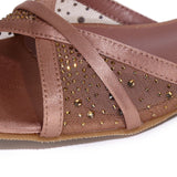 Naomi Glittered Slip Ons Sandals (Chestnut)