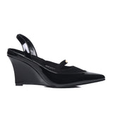 Kennedy Patent Slingback Wedges (Black)