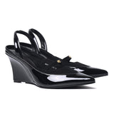 Kennedy Patent Slingback Wedges (Black)