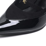 Kennedy Patent Slingback Wedges (Black)