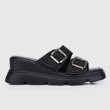 Marina Flatform Sandals (Black)