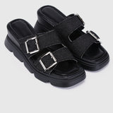 Marina Flatform Sandals (Black)