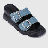 Marina Flatform Sandals (Steel Blue)