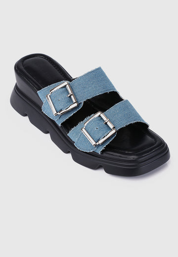 Marina Flatform Sandals (Steel Blue)