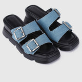 Marina Flatform Sandals (Steel Blue)