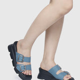 Marina Flatform Sandals (Steel Blue)