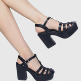 Poppy Platform Sandals (Black)