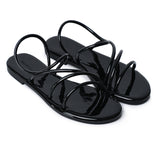 Janet Patent Strappy Sandals (Black)