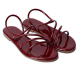 Janet Patent Strappy Sandals (Maroon)