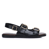 Avery Double Strap Slingback Sandals (Black)