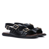 Avery Double Strap Slingback Sandals (Black)