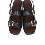 Avery Double Strap Slingback Sandals (Black)