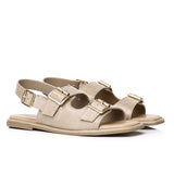 Avery Double Strap Slingback Sandals (Beige)