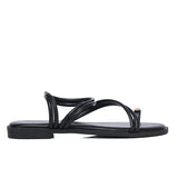 Ariana Strappy Toe Ring Sandals (Black)