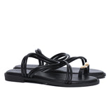 Ariana Strappy Toe Ring Sandals (Black)