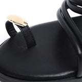 Ariana Strappy Toe Ring Sandals (Black)