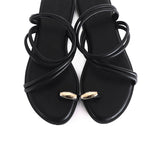 Ariana Strappy Toe Ring Sandals (Black)