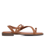 Ariana Strappy Toe Ring Sandals (Brown)
