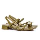 Aamina Strappy Sandals (Dark Olive Green)