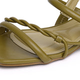 Aamina Strappy Sandals (Dark Olive Green)