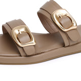 Samyan Buckled Strap Sandals (Brown)