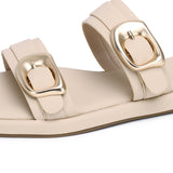 Samyan Buckled Strap Sandals (Beige)