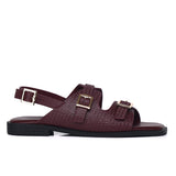 Amari Buckle Sandals (Maroon)