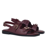 Amari Buckle Sandals (Maroon)