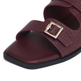 Amari Buckle Sandals (Maroon)