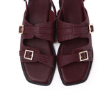 Amari Buckle Sandals (Maroon)