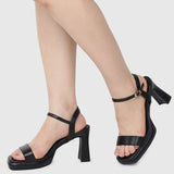 Tansy Open Toe Platform Heels (Black)