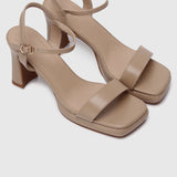 Tansy Open Toe Platform Heels (Tan)