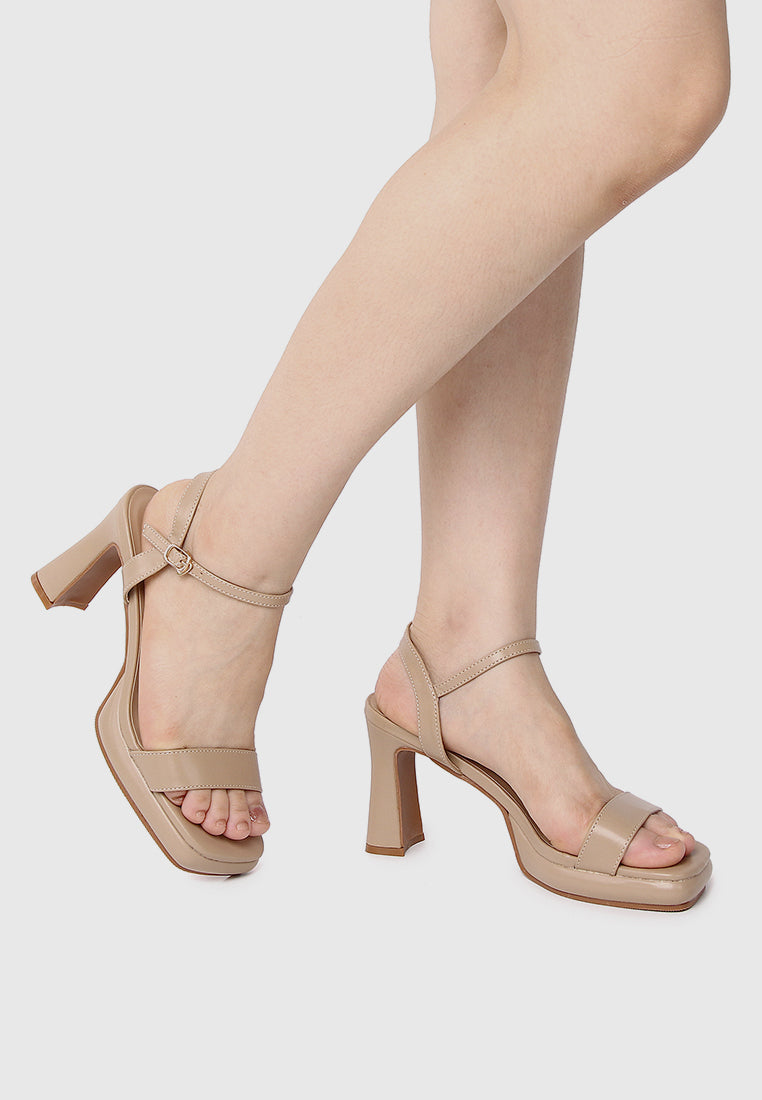 Tansy Open Toe Platform Heels (Tan)